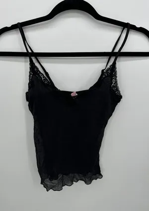 Victoria's Secret Womens Black‎ Sheer Tank Top Sz M Sexy Lace Festival Nylon thumbnail 1