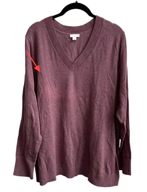J. Jill Womens V-Neck Pullover‎ Sweater Plum Purple Heathered Cotton Blend 2X thumbnail 1
