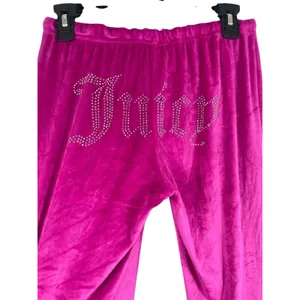 Juicy Couture Velour Pajama Pants Pink Rhinestone Logo Flared S Drawstring thumbnail 5