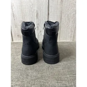Womens Sz 7 Black Faux Fur-Lined Boots Side Zipper & Lace-Up Emo Goth Grunge thumbnail 3