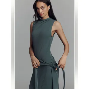 Anthropologie X Good American Sleeveless Mock-Neck Ribbed Knit Wrap Dress thumbnail 3