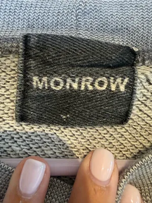 Monrow Gray Crewneck Sweater with Chest Cutout thumbnail 3