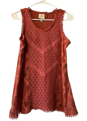 Knox Rose Blouse Pullover Tank Top Crochet Lace Pattern Size‎ Small Boho Peasant thumbnail 1