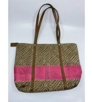 COACH Large Tan Brown Pink Tote Bag Msrp $350 thumbnail 4