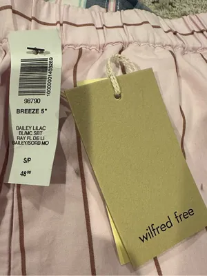 Wilfred Free Breeze 5” Bailey Lilac Pink Pinstripe Organic Pullon Shorts S thumbnail 5