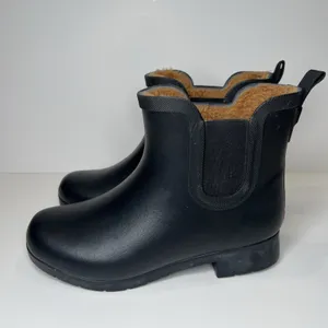 Chooka Black Waterproof Chelsea Rain Boots Faux Fur Lined Women's Size 6 thumbnail 2