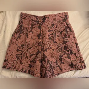 & OTHER STORIES Paris Atelier Jacquard Brown Floral Shorts Size 4 thumbnail 5