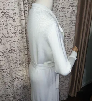 EXPRESS white Ribbed Knit Tie Belt Wrap Sweater Cardigan Women's Large thumbnail 2