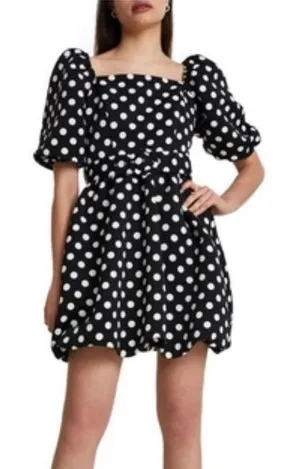 River Island Black And White‎ Polka Dot Belted Dress Size 6 thumbnail 1