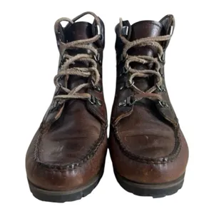 HHB Brown Boots Women Size 8.5M Moc Toe High Ankle Leather Hand Crafted Shoes thumbnail 4