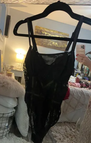 Lace Lingerie Bodysuit Black thumbnail 1