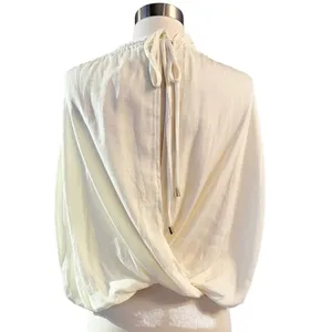 FREE PEOPLE Rachel Silky Top Ivory V-Neck Slinky Jersey Cropped Medium NWOT thumbnail 12