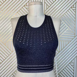Good American Seamless Lurex Stripe Bra in Black‎ thumbnail 2