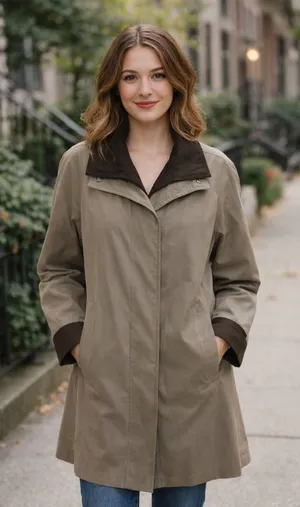 Gallery Vintage unisex Long Tan Jacket Trench Coat cottagecore granny grandpa thumbnail 1