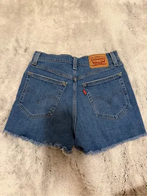 Levi's Medium Blue Distressed Denim Shorts thumbnail 3
