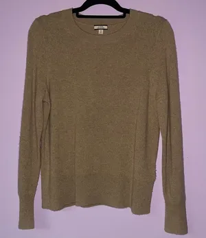 J Crew Size M Tan Cashmere Sweater Crew Minimalist Contemporary Capsule thumbnail 1