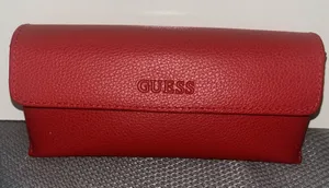 Guess Red Faux Leather Eyeglass Case Soft‎ Pouch Snap Closure thumbnail 1