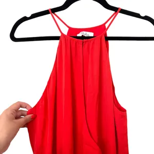 PARKER‎ Williame Silk Halter Mini Dress Red Sz Medium thumbnail 4