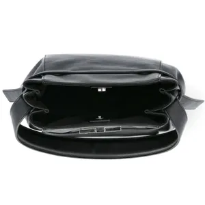 Time & Tru Dalton Shoulder Bag Black Faux Leather Purse Silver Belt Hardware NWT thumbnail 3