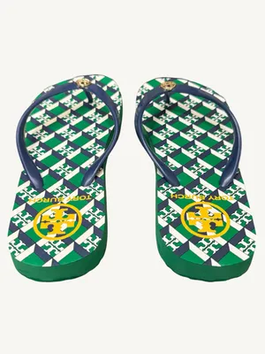 Tory Burch Green, Navy & White Check Logo Flip Flops Size 5 NWOT thumbnail 4