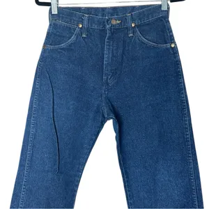 Wrangler Vintage Cowboy Cut Jeans High Rise Tall Rigid Blue Denim 13MWZG thumbnail 3