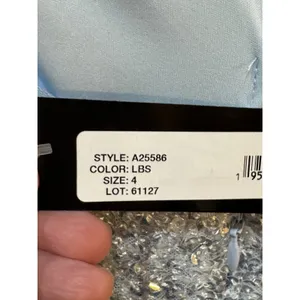 Betsy & Adam Ice Blue Silver All Over Sequin Slip Slit Formal Gown, 4‎ thumbnail 6