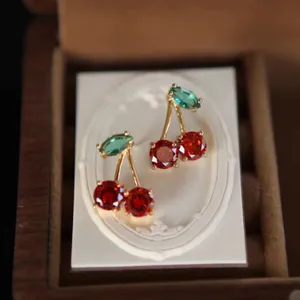 Cherry Gemstone Earrings Red thumbnail 4