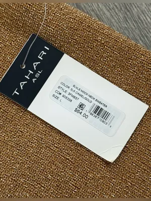 Tahari ASL Camel/Gold Sleeveless Mock Neck Sweater Size 8 NWT Sophisticated Boho thumbnail 6