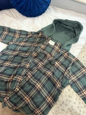 American Eagle Hooded Teal Flannel thumbnail 2