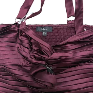 Lulus Flawless Behavior Burgundy Satin Pleated Rosette Tank Top size M thumbnail 5