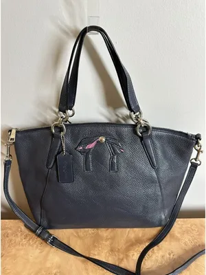 Coach Black Pebbled Leather Bow Detail Carryall Satchel Crossbody Bag F28839 thumbnail 2