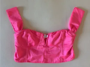 Superdown Pink Bustier Crop Top thumbnail 1