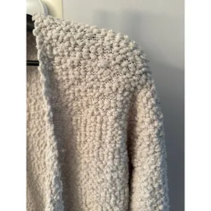 MEROKEETY Women's Off White‎ POPCORN BATWING SLEEVE OVERSIZED CARDIGAN Size S thumbnail 4