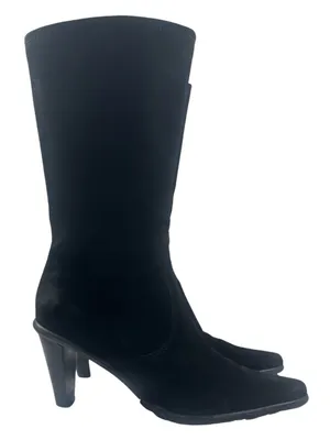 Aquatalia Black Suede Mid Calf Heeled Boots Size 8.5 Waterproof thumbnail 2