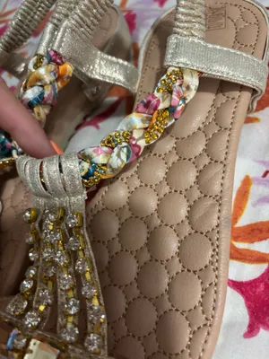 Bejeweled Gold Braided T-Strap Sandals ✨ NWOT thumbnail 3