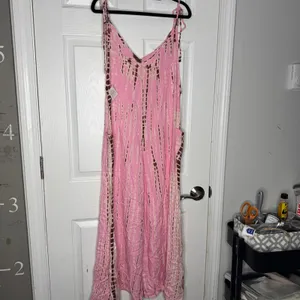 PAPAYA TREE IMPORTS Pink Tan Tie Dye Wide Leg‎ Jumpsuit thumbnail 2