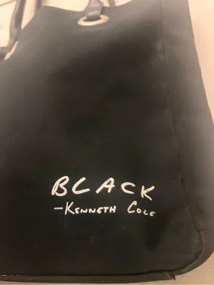Kenneth Cole Black Tote with Silver Eyelet Handles thumbnail 4