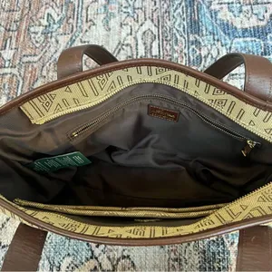 Ralph Lauren Vintage Signature Khaki Brown Medium Satchel Tote Handbag thumbnail 8