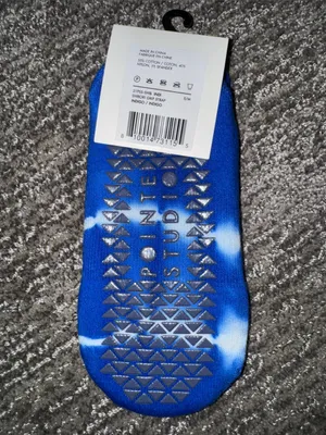 Blue Tie-Dye Grip No-Show Socks -NEW thumbnail 2