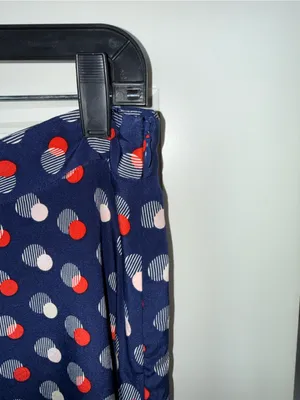 Kate Spade Navy Polka Dot A-Line Skirt Silk with Red and Pink Accents Size 10 thumbnail 3