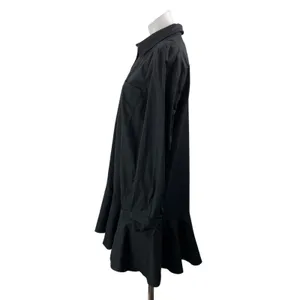 Tuckernuck Women's Black Long Sleeve Half Button A Line Mini Shirt Dress Size M thumbnail 2