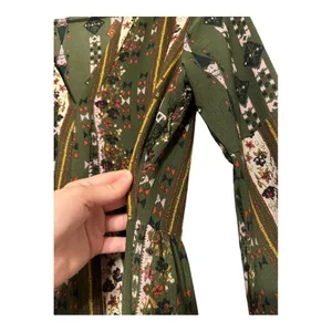 Altar’d State Green Boho Patchwork Floral Bell Sleeve Maxi Long Sleeve D… thumbnail 4
