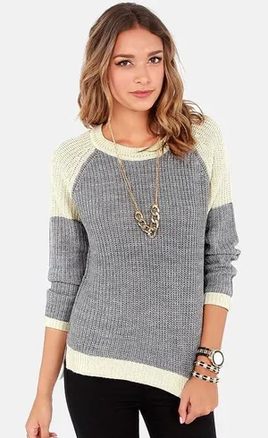 RD Style Stitch Fix Women’s Size Large Wilkes Colorblocked Raglan Sweater Gray thumbnail 1