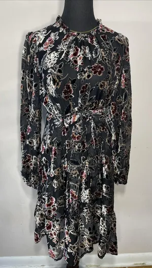 Julia Jordan New Floral Long-Sleeve Mini Dress Whimsigoth L thumbnail 1