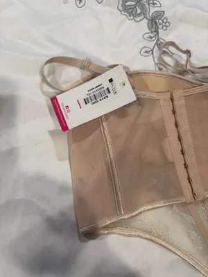 Kaylee Kollection Lacing Mesh Corset Bustier Tan Size L thumbnail 6