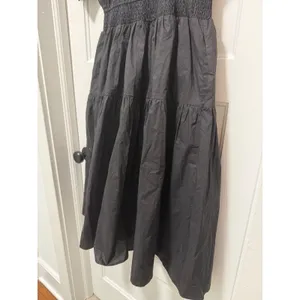 VICI Black Cotton Smocked Waist Crochet Trim Tiered Midi Dress XL RN131468 thumbnail 9