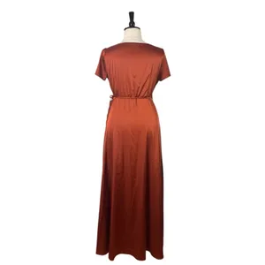 Baltic Born Maxi Wrap Dress Short Sleeve Burnt Orange Satin Women’s Size XXL thumbnail 6