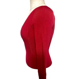 Free people red fitted cross cross back sweater thumbnail 3