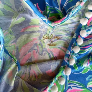 Lilly Pulitzer Camilla Floral Blue Flare Fancy Fina Print Cotton Tank Dress thumbnail 4