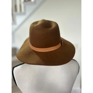 Brown Wool Faux Leather Trim Cowboy Hat (22 inch interior circumference) thumbnail 3